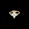 Bague Ajustable Femme RUBYA Acier Doré Nacre Blanche
