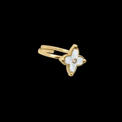 Bague Ajustable Femme RUBYA Acier Doré Nacre Blanche