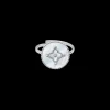 Bague Ajustable Femme TALLIA Acier Argenté Nacre Blanche