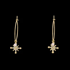 Boucles d'oreilles Créoles Femme AUSTRALE Acier Doré Perles Roses