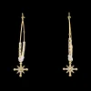 Boucles d'oreilles Créoles Femme ANTHAREA Acier Doré Perles Blanches