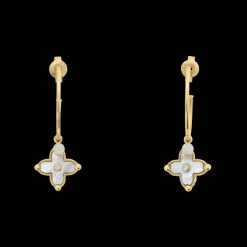 Boucles d'oreilles Créoles Femme RUBYA Acier Doré Nacre Blanche