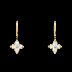 Boucles d'oreilles Créoles Femme RUBYA Acier Doré Nacre Blanche