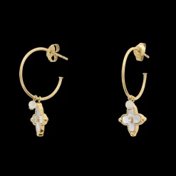 Boucles d'oreilles Créoles Femme RUBYA Acier Doré Nacre Blanche