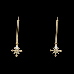 Boucles d'oreilles Pendantes Femme AUSTRALE Acier Doré Perles Blanches