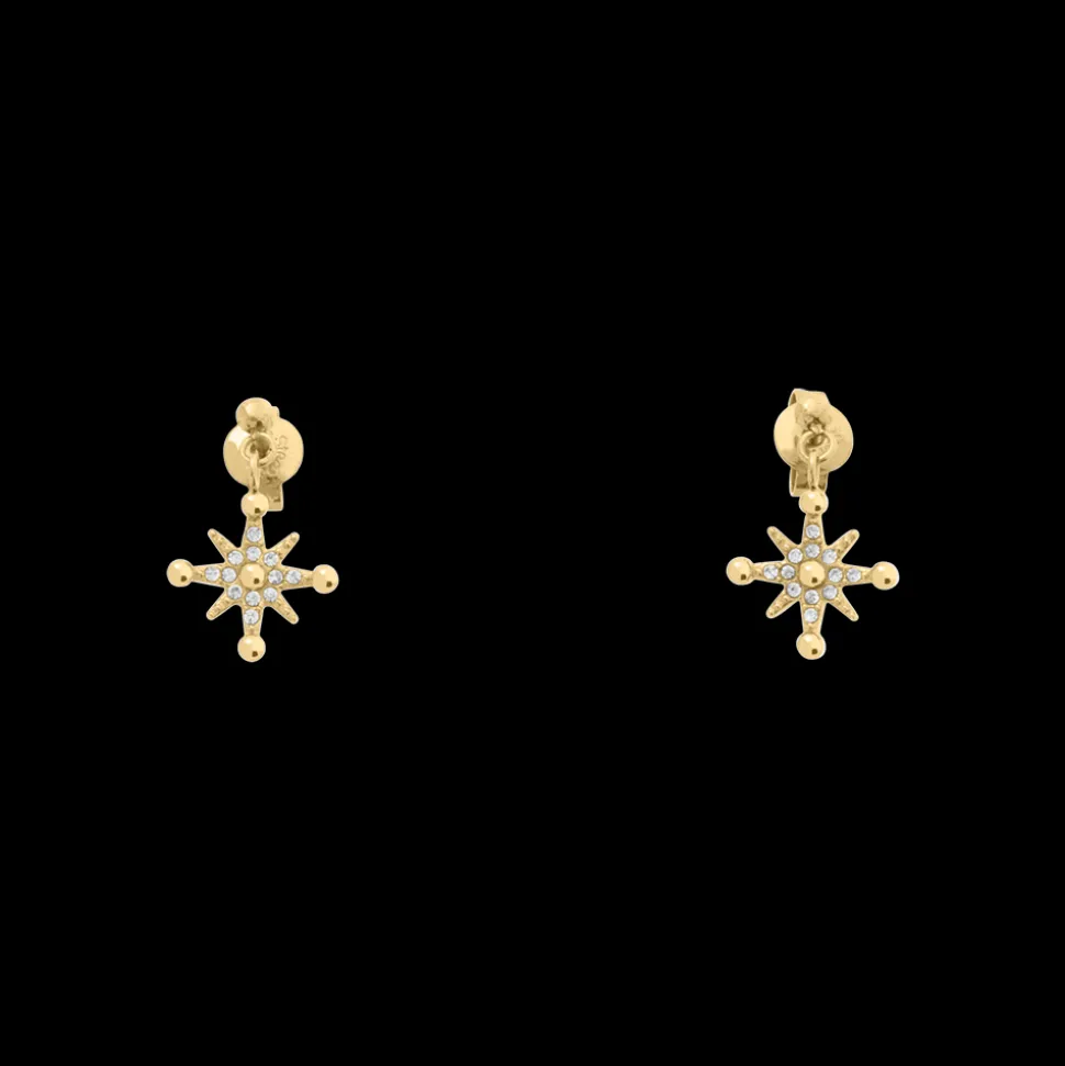 Boucles d'oreilles Puces Femme PERSEA Acier Doré Cristaux
