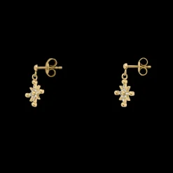 Boucles d'oreilles Puces Femme PERSEA Acier Doré Cristaux