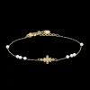 Bracelet Chaîne Femme ANTHAREA Acier Doré Perles Blanches