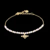 Bracelet Chaîne Femme ANTHAREA Acier Doré Perles Roses