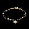 Bracelet Chaîne Femme AUSTRALE Acier Doré Perles Noires