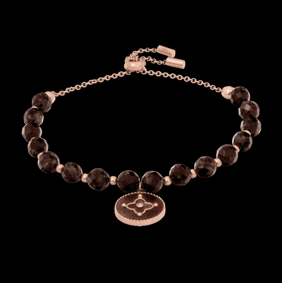 Bracelet Chaîne Femme TALLIA Acier Doré rose Nacre Brune