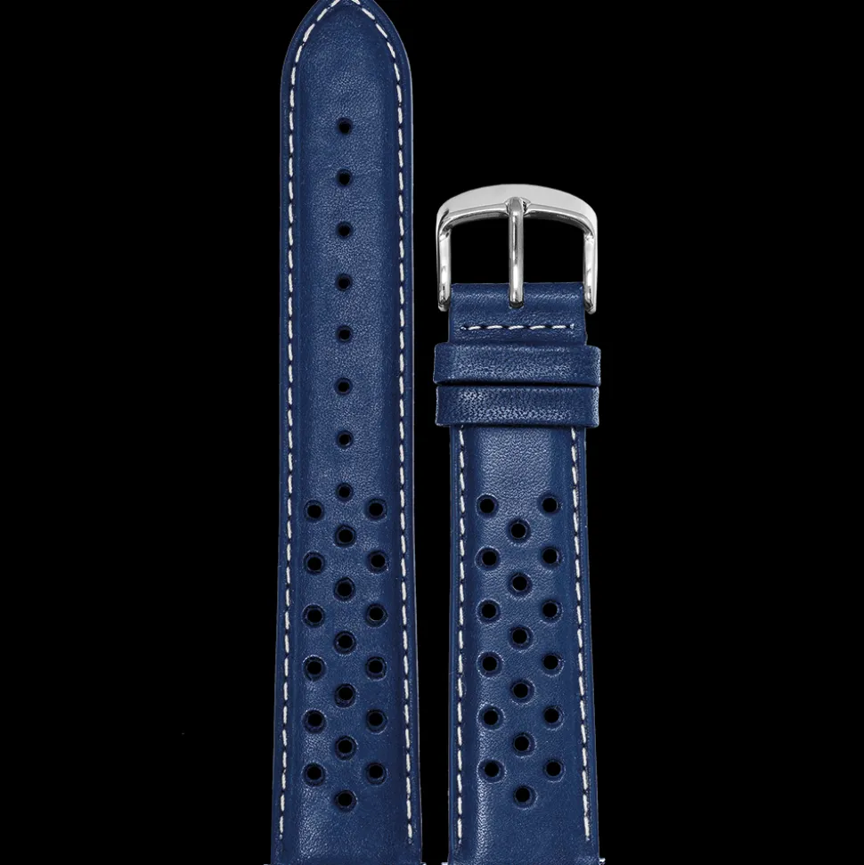 Bracelet Homme Cuir perforé Bleu 20 MM