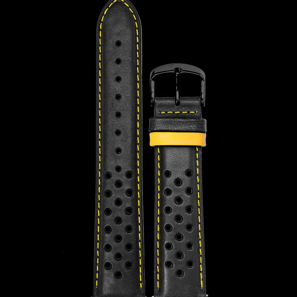 Bracelet Homme Cuir perforé Noir 22 MM