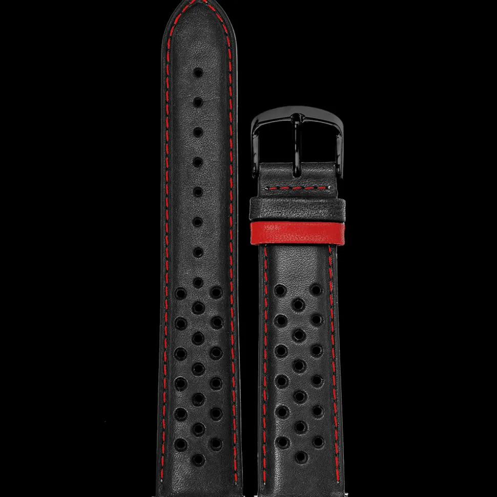 Bracelet Homme Cuir perforé Noir 22 MM