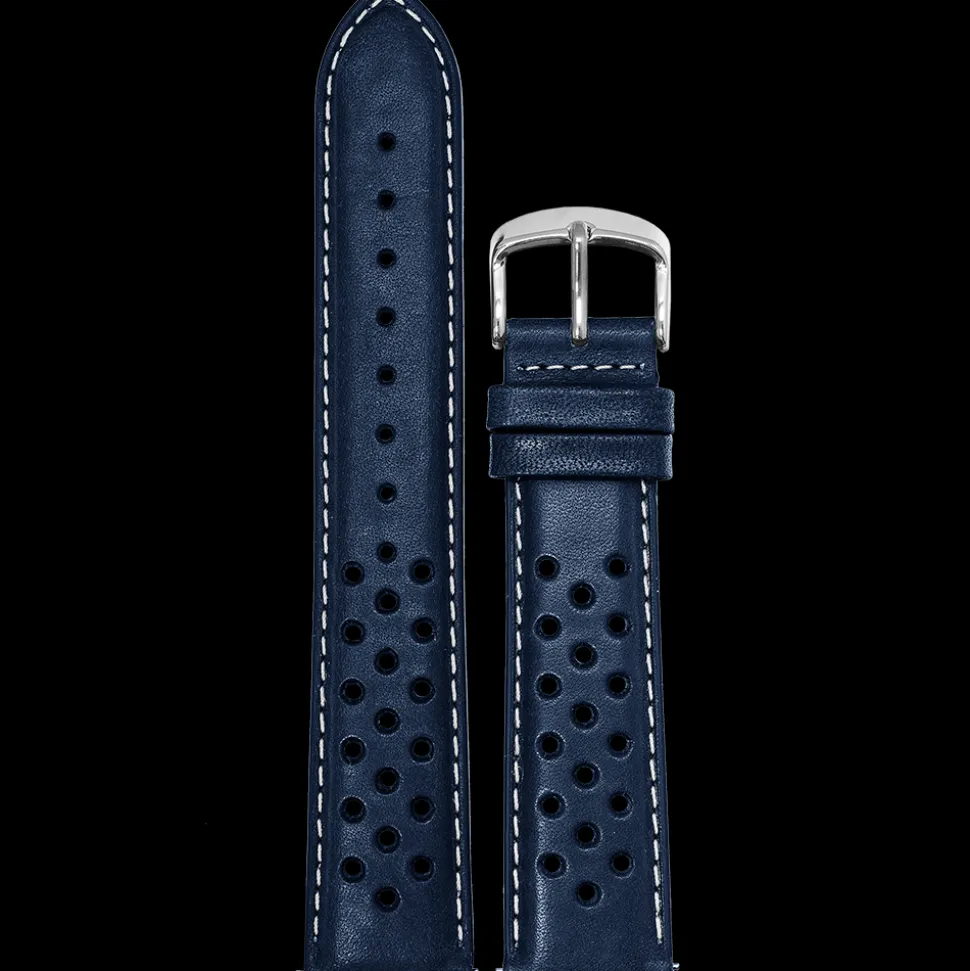 Bracelet Homme Cuir perforé Bleu 22 MM