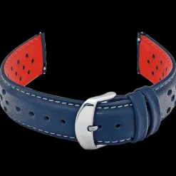 Bracelet Homme Cuir perforé Bleu 20 MM