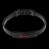 Bracelet Homme PADDOCK Acier Noir Cuir Tressé Noir