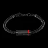 Bracelet Homme PADDOCK Cuir Tressé et Acier Noir Résine Rouge