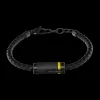 Bracelet Homme PADDOCK Cuir Tressé et Acier Noir Résine Jaune