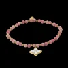 Bracelet Perles Femme RUBYA Acier Doré Nacre Rouge