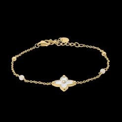 Bracelet Perles Femme RUBYA Acier Doré Nacre Blanche