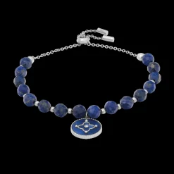 Bracelet Perles Femme TALLIA Acier Argenté Nacre Bleue