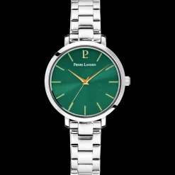 Coffret Femme CHOUQUETTE Argenté Cadran Vert Bracelet Cuir Vert 12 MM