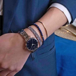 Coffret Femme CHOUQUETTE Argenté Cadran Bleu Bracelet Acier Argenté 12 MM