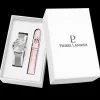 Coffret Femme MULTIPLES Cadran Argenté Bracelet Cuir Rose