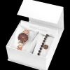 Coffret Femme MULTIPLES Doré-rose Cadran Chocolat Bracelet Acier Doré-rose 14 MM