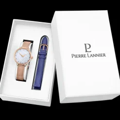 Coffret Femme RCS Cadran Blanc Bracelet Cuir Bleu