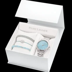 Coffret Femme ROXANE Cadran Bleu Bracelet Acier Argenté