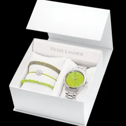 Coffret Femme ROXANE Cadran Vert Bracelet Acier Argenté