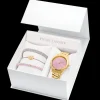 Coffret Femme ROXANE Cadran Rose Bracelet Acier  Doré