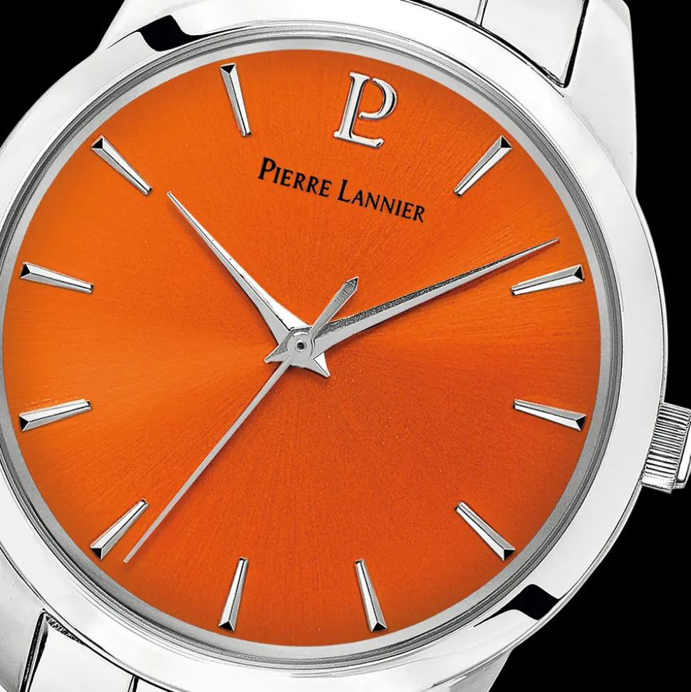 Coffret Femme ROXANE Cadran Orange Bracelet Acier Argenté
