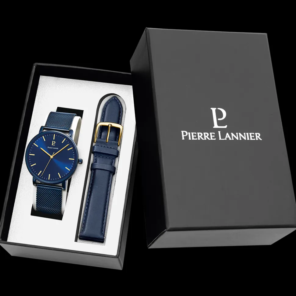 Coffret Homme ESSENTIAL Cadran Bleu Bracelet Cuir Bleu