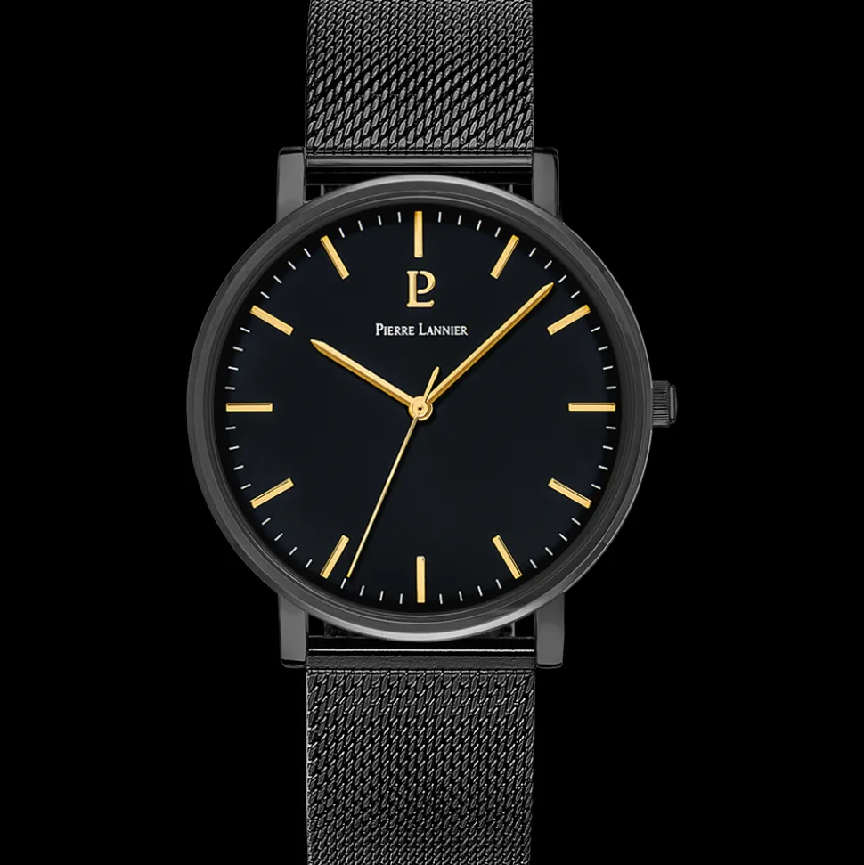 Coffret Homme ESSENTIAL Cadran Noir Bracelet Cuir Brun