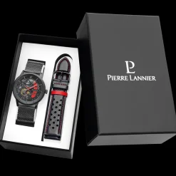 Coffret Homme PADDOCK Cadran Noir Bracelet Acier milanais Noir