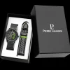 Coffret Homme PADDOCK Cadran Noir Bracelet Cuir perforé Noir