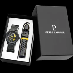 Coffret Homme PADDOCK Cadran Noir Bracelet Cuir Noir