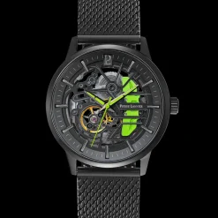 Coffret Homme PADDOCK Cadran Noir Bracelet Cuir perforé Noir
