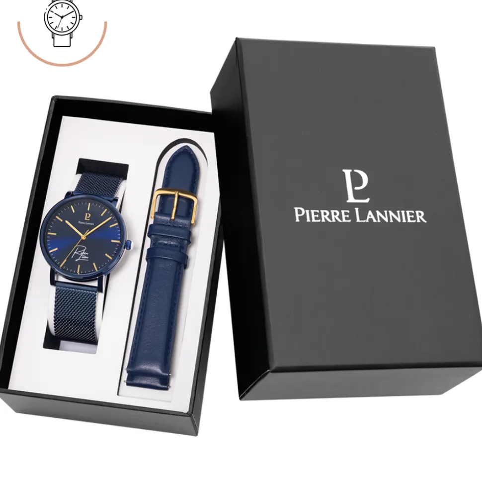 Coffret Mixte Robin Leon ESSENTIAL Bleu Cadran Bleu Bracelet Cuir Bleu 20 MM