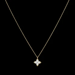 Collier Chaîne Femme RUBYA Acier Doré Nacre Blanche