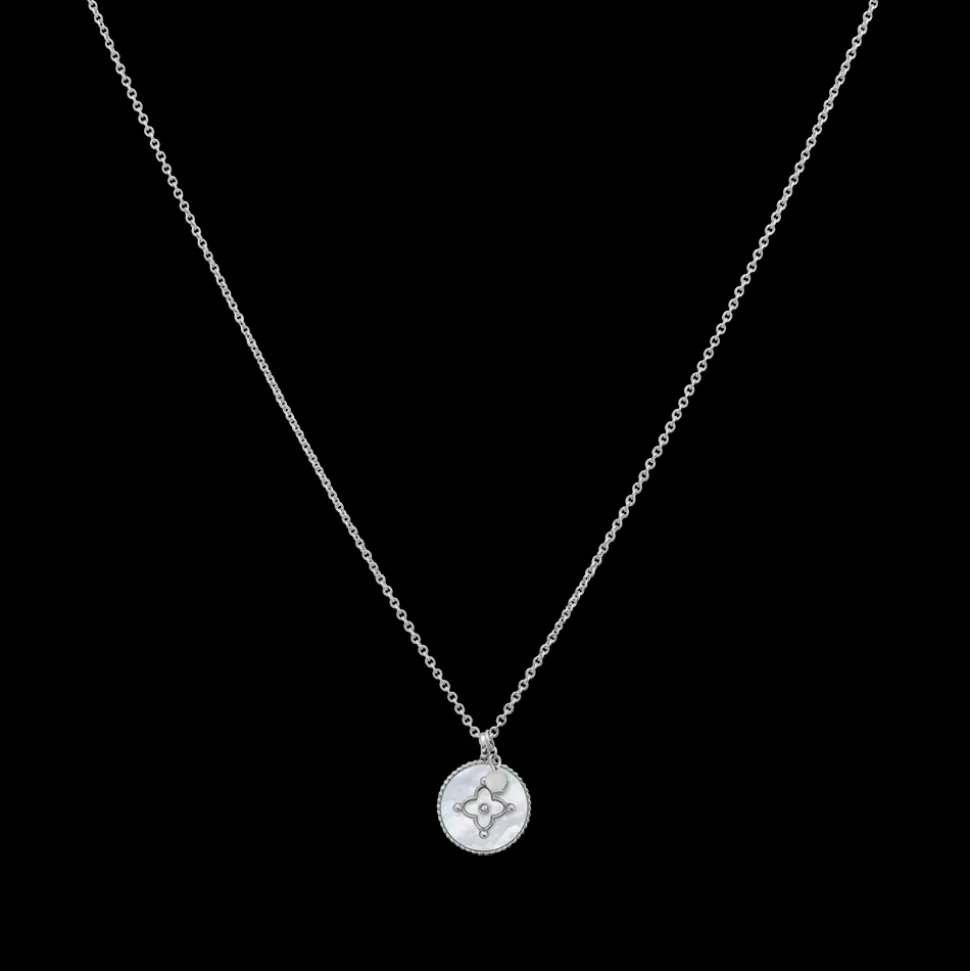 Collier Chaîne Femme TALLIA Acier Argenté Nacre Blanche