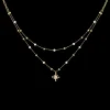 Collier Double Rang Femme AUSTRALE Acier Doré Perles Roses