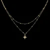 Collier Double Rang Femme AUSTRALE Acier Doré Perles Noires