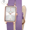 Montre Femme ARIANE Cadran Argenté Bracelet Cuir  Violet