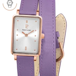 Montre Femme ARIANE Cadran Argenté Bracelet Cuir  Violet