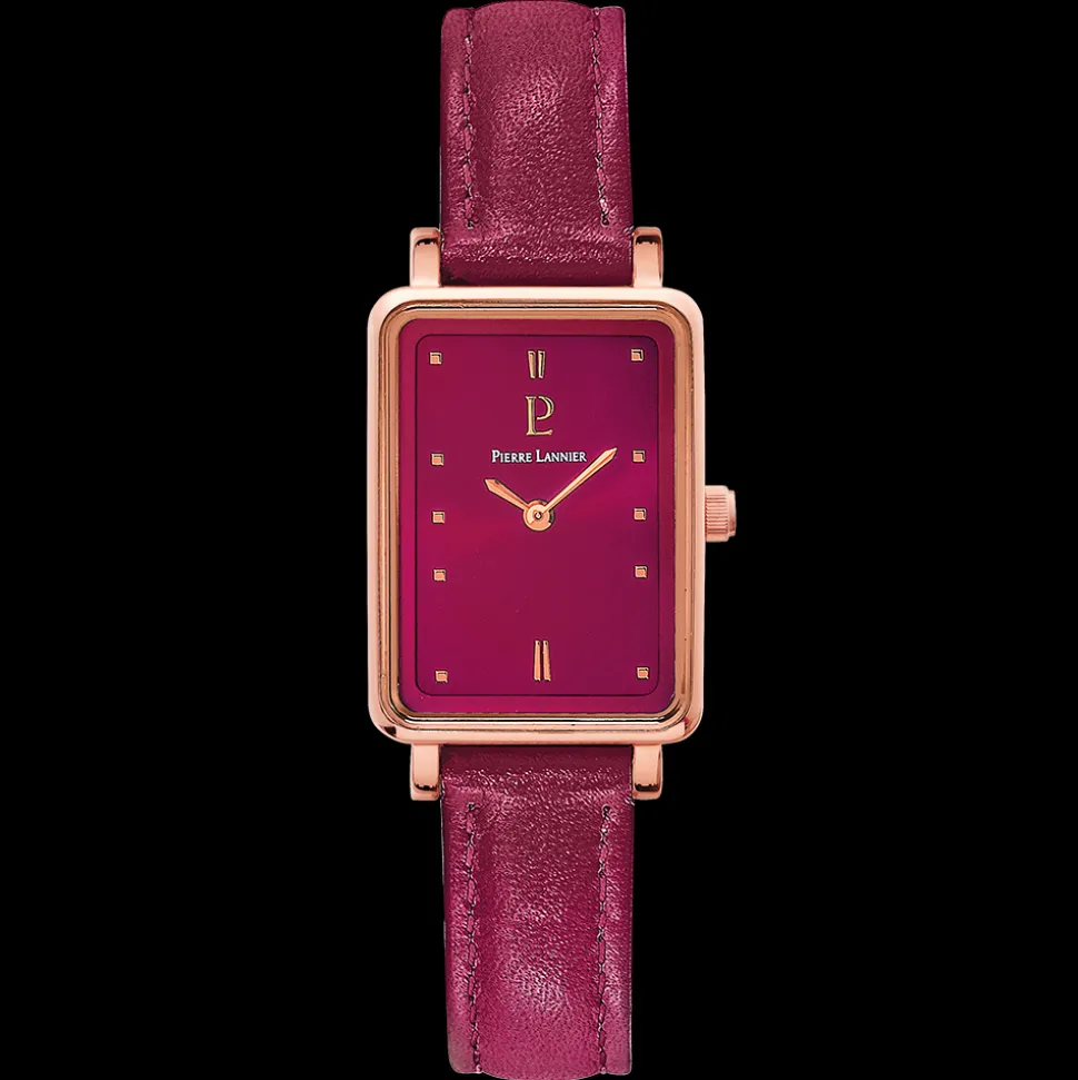 Montre Femme ARIANE Cadran Framboise Bracelet Cuir Framboise