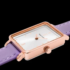 Montre Femme ARIANE Cadran Argenté Bracelet Cuir  Violet